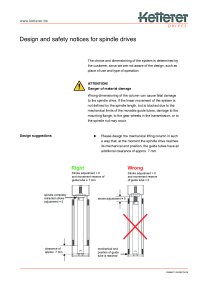 Design and safety notices for spindle drives